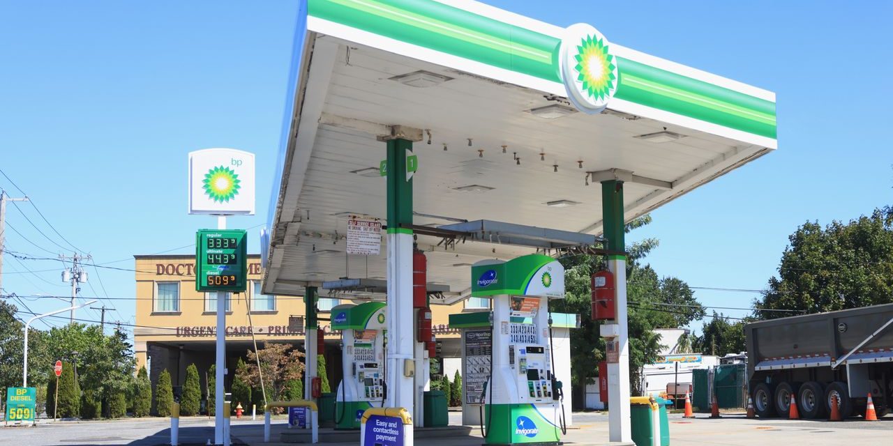 FARMINGDALE, NEW YORK - SEPTEMBER 15: A general view of a BP gas station on September 15, 2022 in Farmingdale, New York, United States. Many families along with businesses are suffering the effects of inflation as the economy is dictating a change in spending habits. (Photo by Bruce Bennett/Getty Images)
